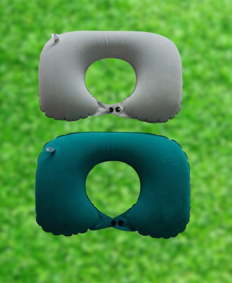 AREO Automatic Air Inflatable U-Shape Travel Pillow, Inflatable Travel Neck Pillow Comfortable U-Shape Headrest Support for Office Train Car Airplane (AREO Neck Pillow 2 PC Any COL R02400) - Image 5