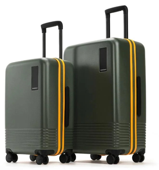 موكوبارا للتجارة ذ.م.م طقم حقائب سفر صلبة بولي كربونات بعجلتين هينوموتو دوارة مقاس صغير ومتوسط أخضر