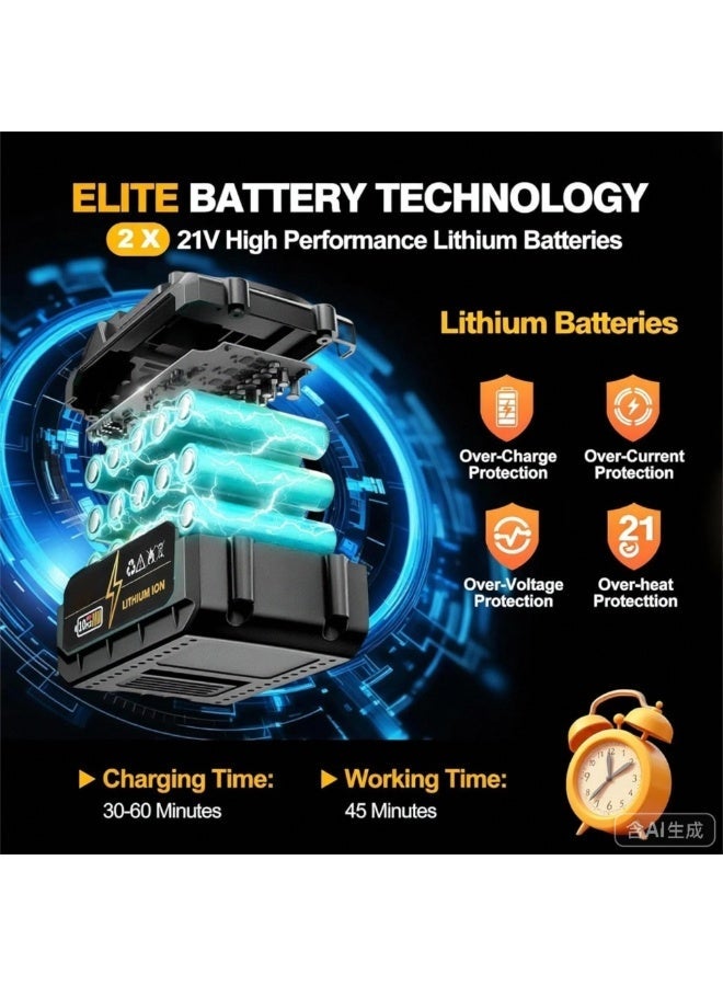 TriThardware Cordless Wood Router, 21V Brushless Trimmer Router with 2 x 4.0Ah Battery, Portable Lithium Electric Router 6 Speed Adjustable, Wood Router Tool with 1/4" Router Bits, Using for Wood Slotting, Trimming-Blue - Image 2