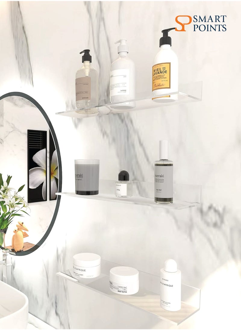 SMARTPOINTS Clear Acrylic Wall Shelves,Small Floating Adhesive Shelf That Can Be Installed in Bathroom, Living Room, Kitchen, Shower Room,Used to Display,Organize and Store Perfume, Cosmetics  - Image 4