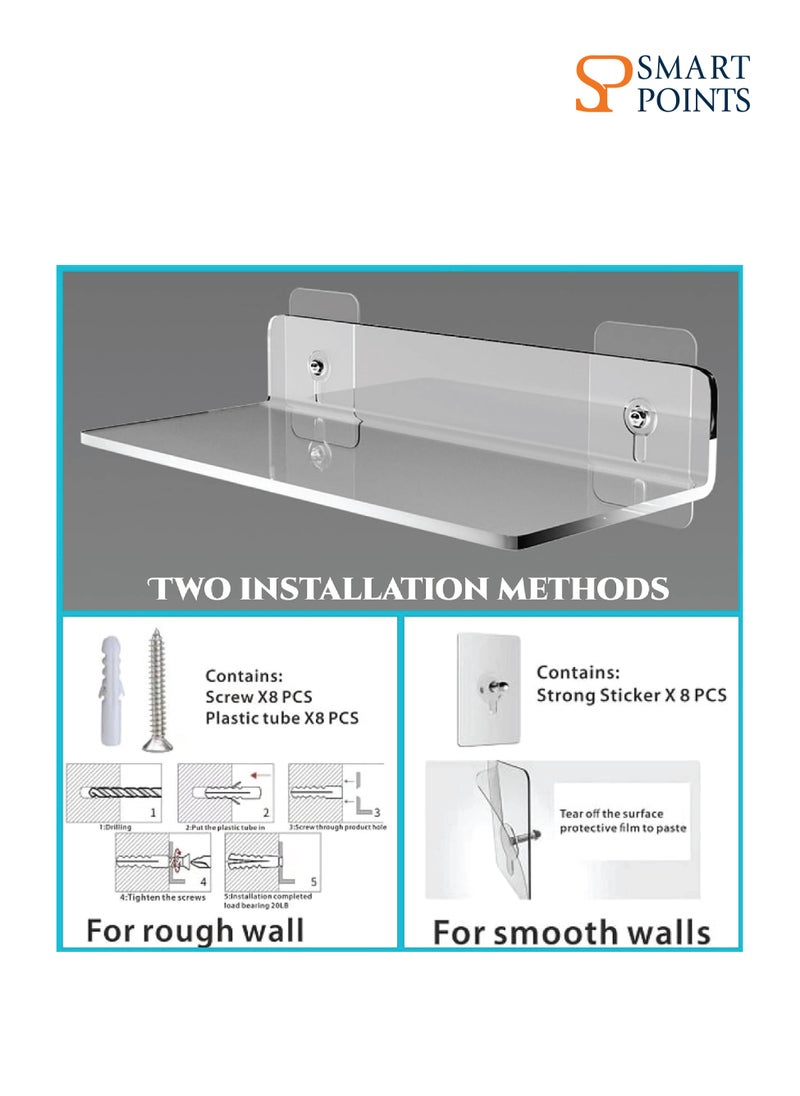 SMARTPOINTS Clear Acrylic Wall Shelves,Small Floating Adhesive Shelf That Can Be Installed in Bathroom, Living Room, Kitchen, Shower Room,Used to Display,Organize and Store Perfume, Cosmetics  - Image 5