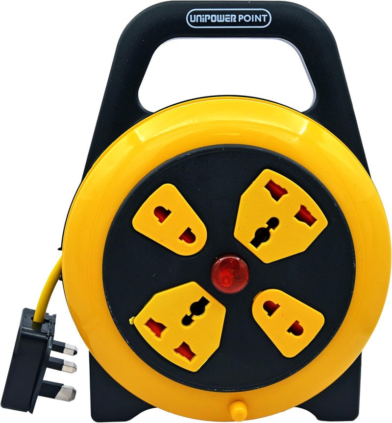 Unipower 4 Way Socket Extension Reel with Switch Cassette Cable Lead, 5 Meter Length - Image 5