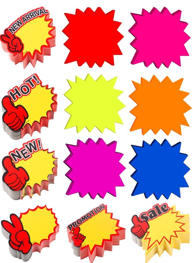 Prudiut 600 Pieces Starburst Signs Fluorescent Signs Starburst Signs for Retail Price Tags Signs Burst Paper Signs for Retail Party Favors（3.5 * 2.8 Inch） - Image 1