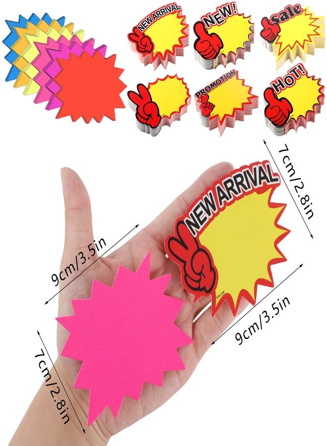 Prudiut 600 Pieces Starburst Signs Fluorescent Signs Starburst Signs for Retail Price Tags Signs Burst Paper Signs for Retail Party Favors（3.5 * 2.8 Inch） - Image 3
