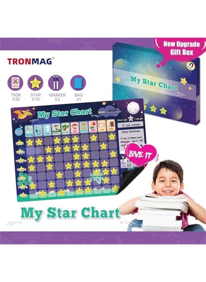 HOOKOR Reward Chart System, Chore Charts for Kids, Include 40 Stars Stickers, Behavior Reward Chart with Hanging Loop & Pockets, Motivate Responsibility & Good Habits - Image 3