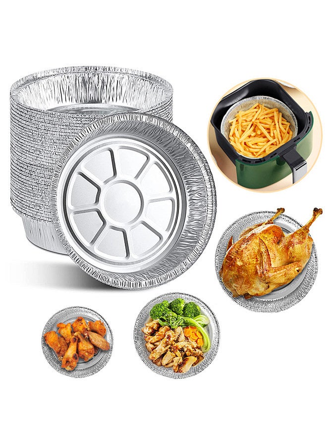 50PCS 9 Inch Disposable Aluminum Foil Plates Round Tin Foil Pie Pans for Air Fryers Baking Cooking Storage Roasting  - Image 1