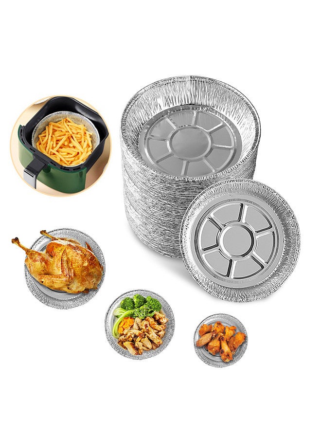 50PCS 9 Inch Disposable Aluminum Foil Plates Round Tin Foil Pie Pans for Air Fryers Baking Cooking Storage Roasting  - Image 4