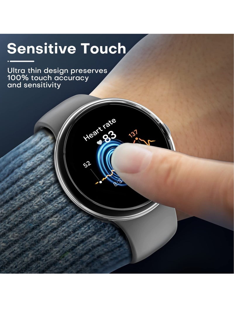 Excefore 2 Pack Hard Case for Pixel Watch Built in 9H Tempered Glass Screen Protector Full Coverage Touch Sensitive Slim Bumper  - Image 4