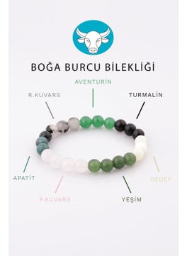 Güneş Avm GÜNEŞAVM Natural Stone Bracelet Made of Taurus Zodiac Stones 8 mm Sphere Cut - Zodiac Bracelet 