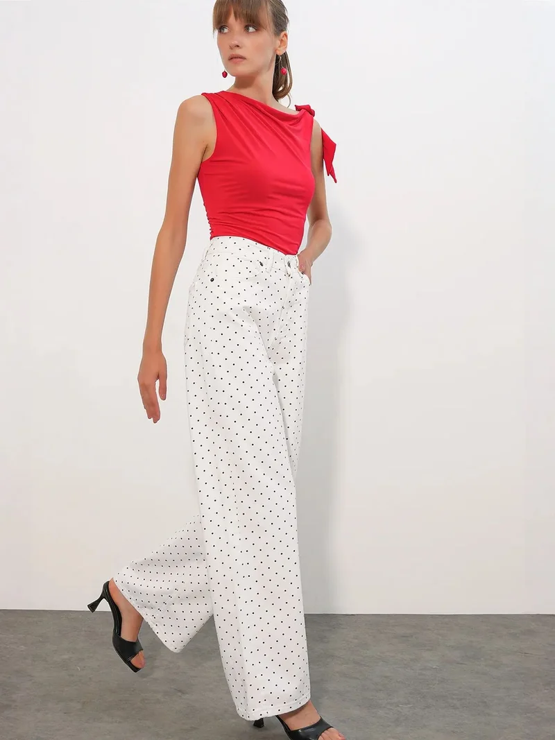 Big Dart Dusty White BDART High Waist Loose Fit Wide Leg Denim Jeans for Women | Best Price UAE