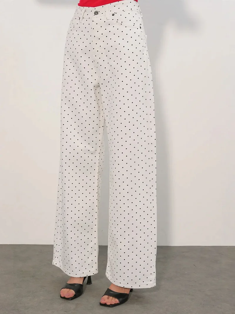 Big Dart Dusty White BDART High Waist Loose Fit Wide Leg Denim Jeans for Women | Best Price UAE