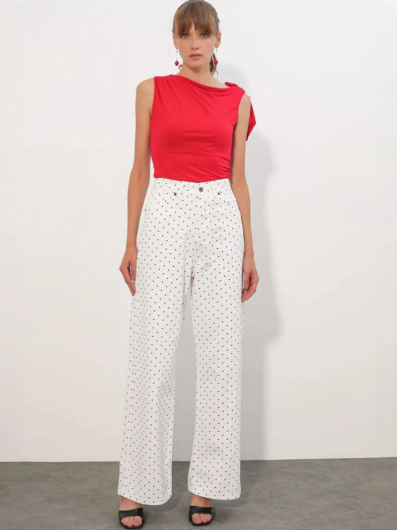 Big Dart Dusty White BDART High Waist Loose Fit Wide Leg Denim Jeans for Women | Best Price UAE