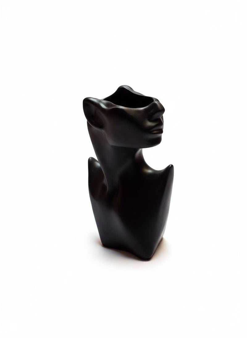 KatoonX Ceramic Greek Statue Face Vase Black Creative Head Sculpture for Home Decoration