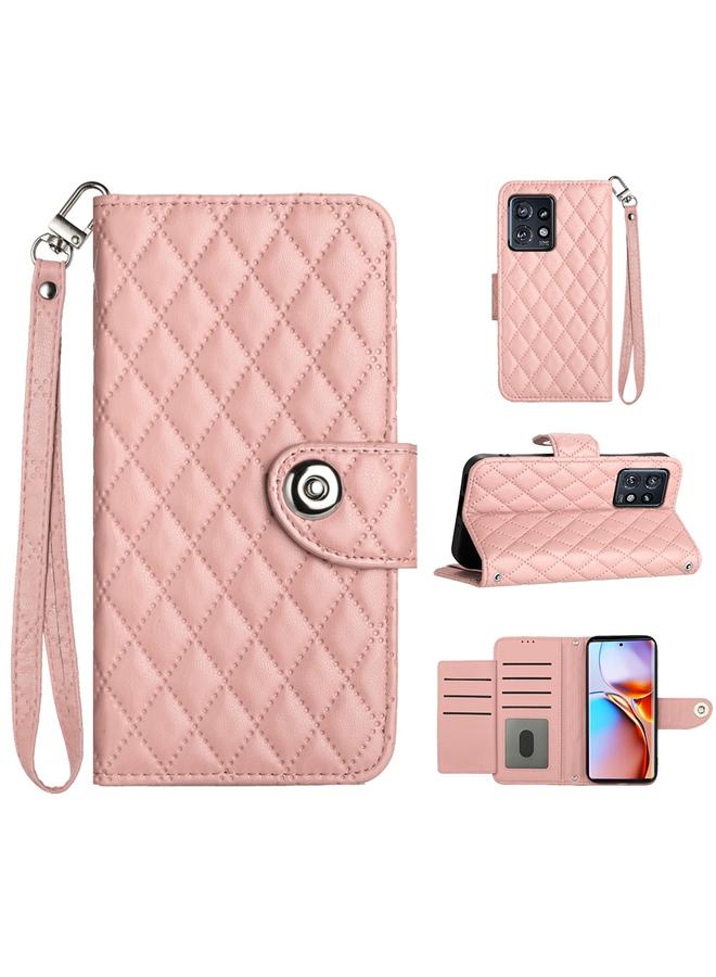 S-TOP Case For Motorola Edge+ 2023 Rhombic Texture Flip Leather Phone Case with Lanyard - Image 1