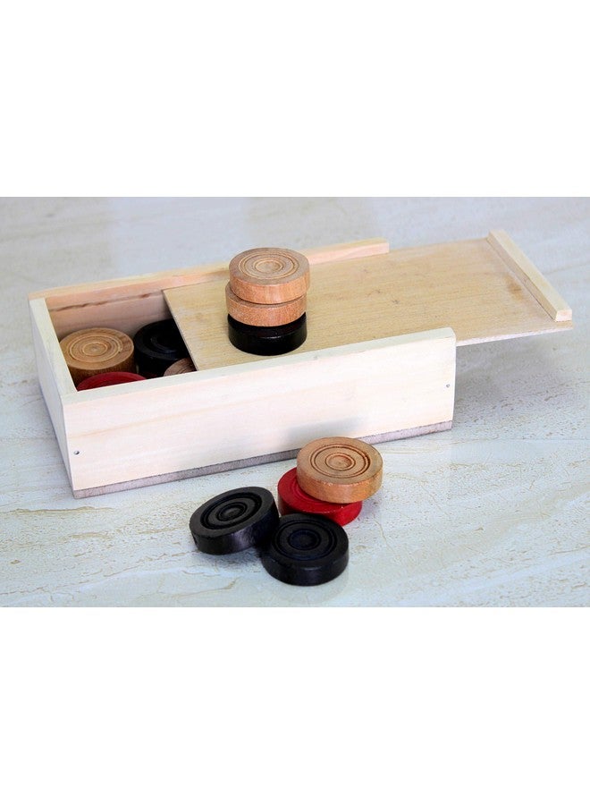 StonKraft StonKraft Wood Carrom Coins with Box, Multicolour, 24 Carrom Coins (11 Brown + 11 Black + 2 Red) for All Ages - Image 3