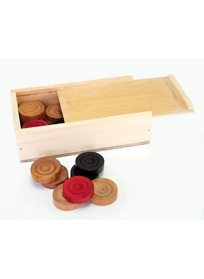 StonKraft StonKraft Wood Carrom Coins with Box, Multicolour, 24 Carrom Coins (11 Brown + 11 Black + 2 Red) for All Ages - Image 1
