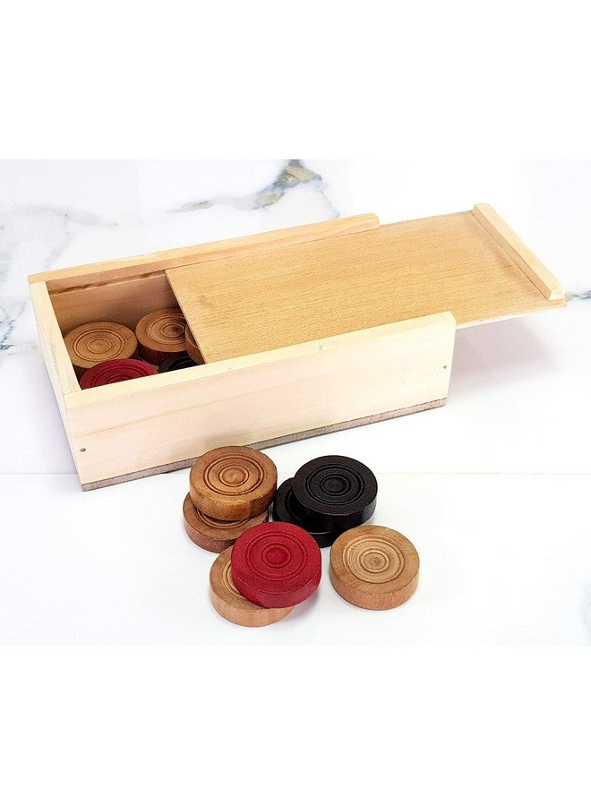 StonKraft StonKraft Wood Carrom Coins with Box, Multicolour, 24 Carrom Coins (11 Brown + 11 Black + 2 Red) for All Ages - Image 2