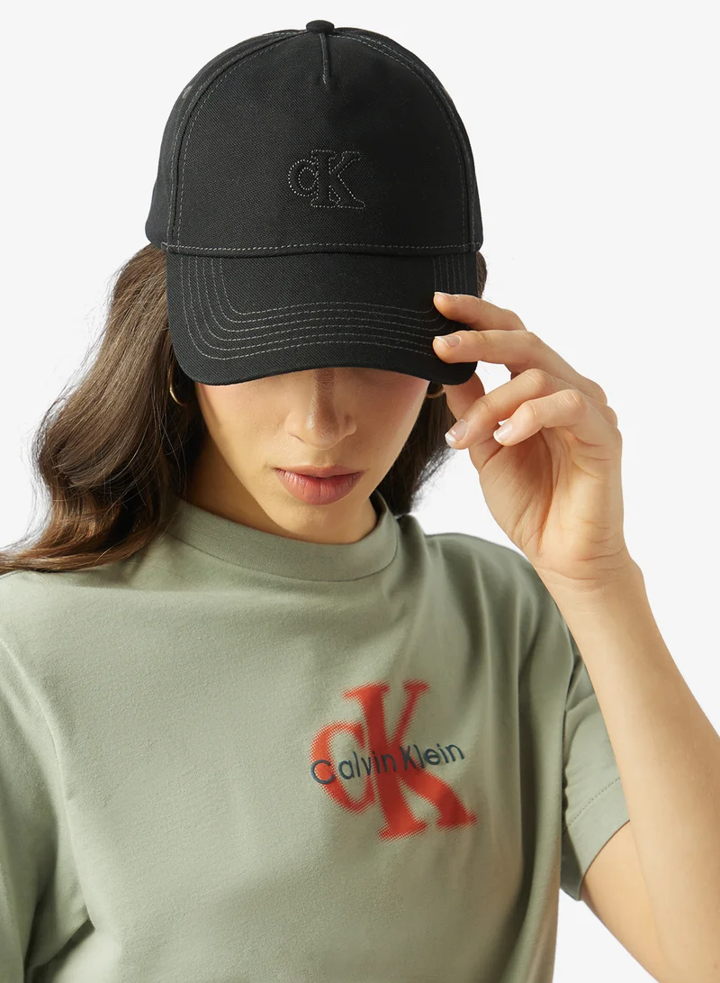 CALVIN KLEIN Black Cotton Canvas Monogram Baseball Cap for Women | Best Price UAE