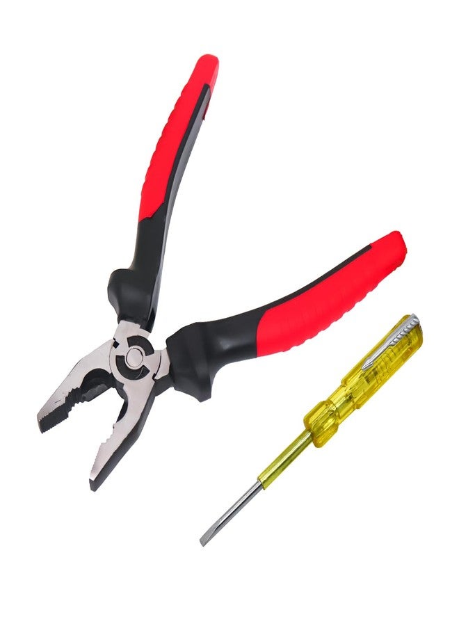 Electronicspices Electronic Spices Combo of 8 Inch Combination Plier with 140mm Electrical Screwdriver Tester (Combo of Plier & Tester Screwdriver) - Image 1