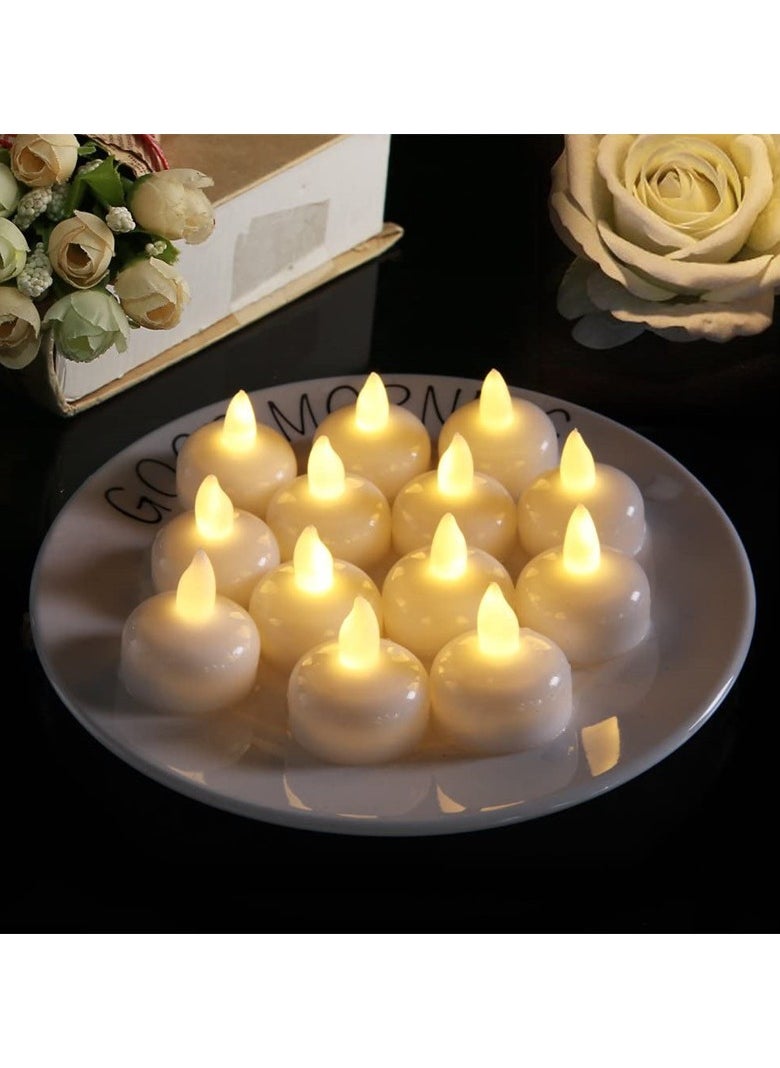 NIBEMINENT - Waterproof Flameless Floating Tealights, Gold Floating Candles with Water Activated Sensor and Battery Operated, Waterproof Tea Lights for Wedding, Birthday Party, Hot Tub (12 Pcs) - Image 1