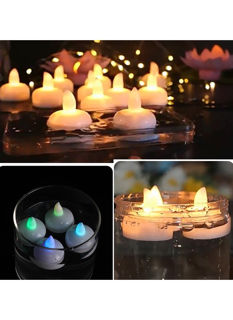 NIBEMINENT - Waterproof Flameless Floating Tealights, Gold Floating Candles with Water Activated Sensor and Battery Operated, Waterproof Tea Lights for Wedding, Birthday Party, Hot Tub (12 Pcs) - Image 1