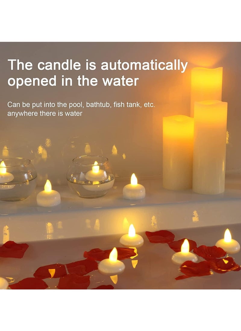 NIBEMINENT - Waterproof Flameless Floating Tealights, Gold Floating Candles with Water Activated Sensor and Battery Operated, Waterproof Tea Lights for Wedding, Birthday Party, Hot Tub (12 Pcs) - Image 1