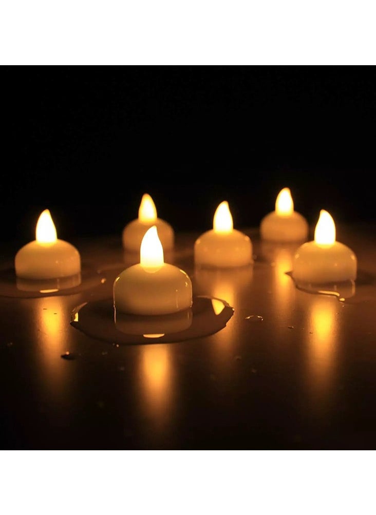 NIBEMINENT - Waterproof Flameless Floating Tealights, Gold Floating Candles with Water Activated Sensor and Battery Operated, Waterproof Tea Lights for Wedding, Birthday Party, Hot Tub (12 Pcs) - Image 1
