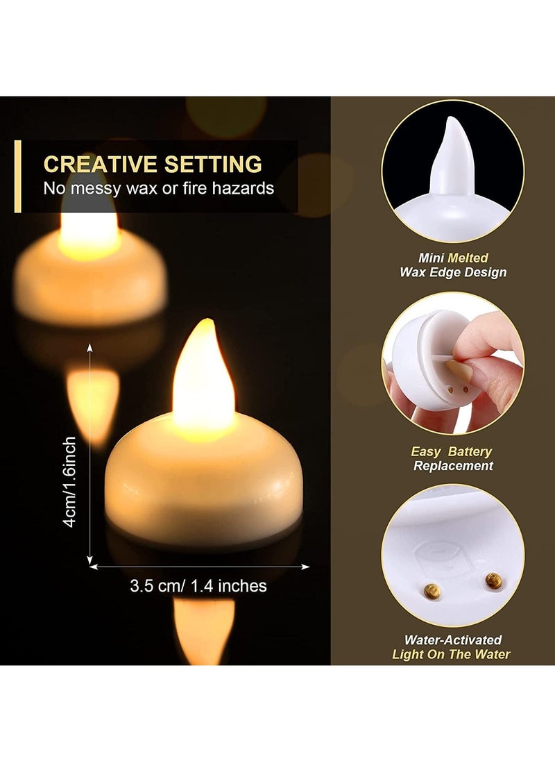 NIBEMINENT - Waterproof Flameless Floating Tealights, Gold Floating Candles with Water Activated Sensor and Battery Operated, Waterproof Tea Lights for Wedding, Birthday Party, Hot Tub (12 Pcs) - Image 1