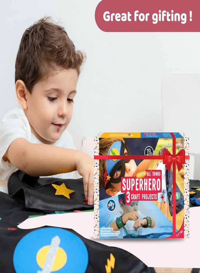 jackinthebox Superhero DIY Dress up Art and Craft Kit | Make a Cape, Mask and Cuffs | Best Gift for Boys Ages 5 6 7 8 Years | 3 Craft Projects in 1 Box - Image 4