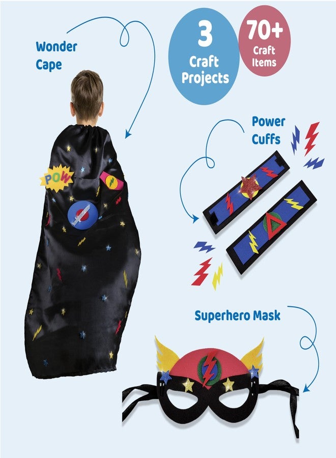 jackinthebox Superhero DIY Dress up Art and Craft Kit | Make a Cape, Mask and Cuffs | Best Gift for Boys Ages 5 6 7 8 Years | 3 Craft Projects in 1 Box - Image 2