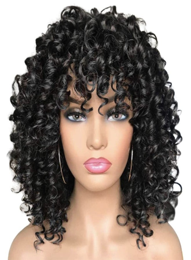 shenruifa Wig Short Curly Wigs Synthetic Hair Wigs, Short Curly Afro Wigs for Black Women Curly Wig with Bangs Afro Wigs for Cosplay Party Daily Use (B) - Image 1