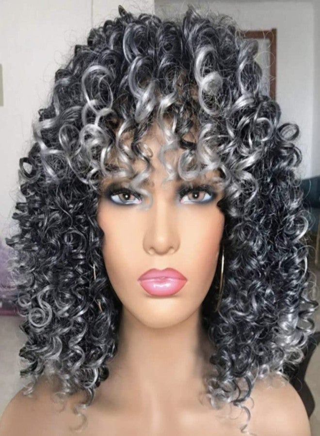 shenruifa Wig Short Curly Wigs Synthetic Hair Wigs, Short Curly Afro Wigs for Black Women Curly Wig with Bangs Afro Wigs for Cosplay Party Daily Use (B) - Image 3
