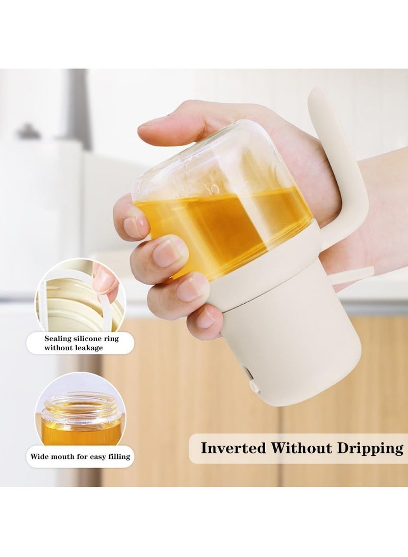SYOSI Glass Olive Oil Sprayer for Cooking 2pcs 6oz Off-White Olive Oil Mister Spray Bottle with Handle Refillable Oil Atomizer for Cooking - Image 4
