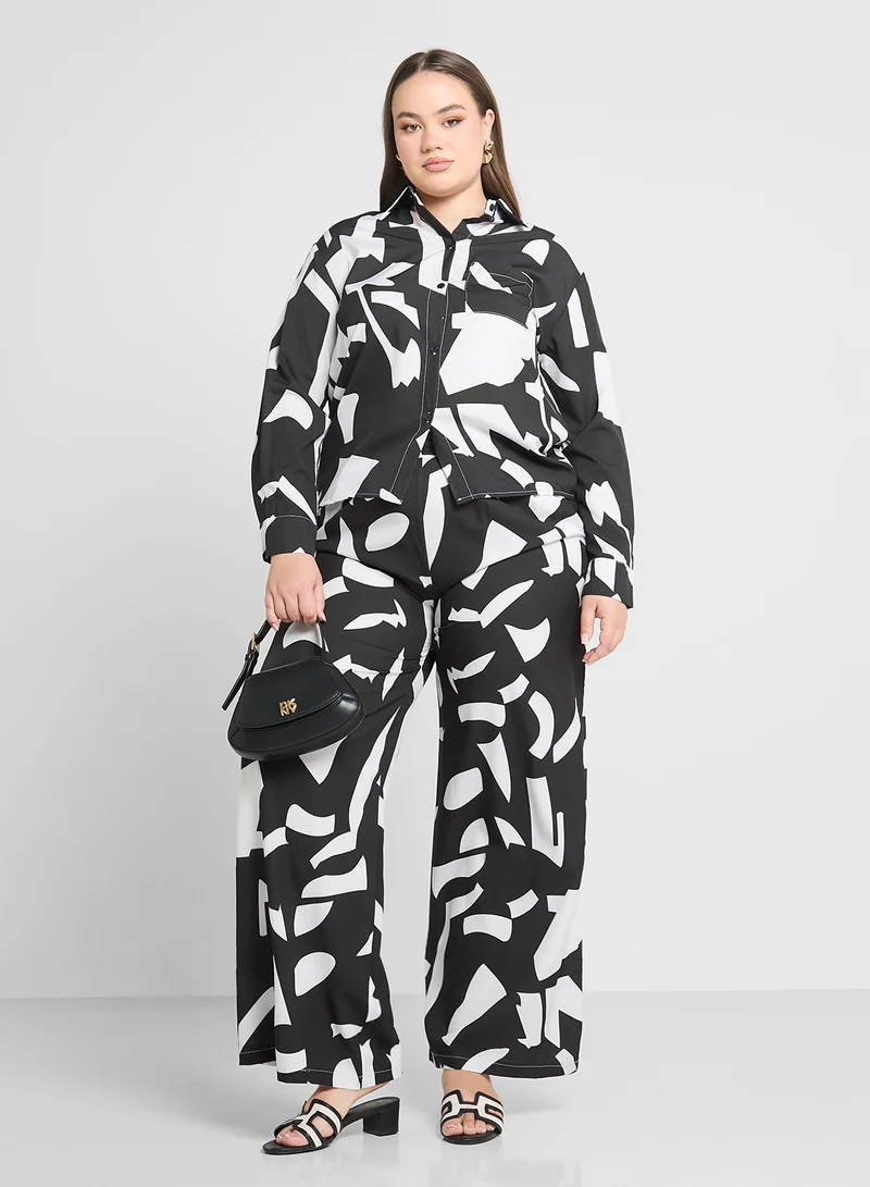 Ginger Plus Monochrome Relaxed Fit Shirt & Pant Cooord Set