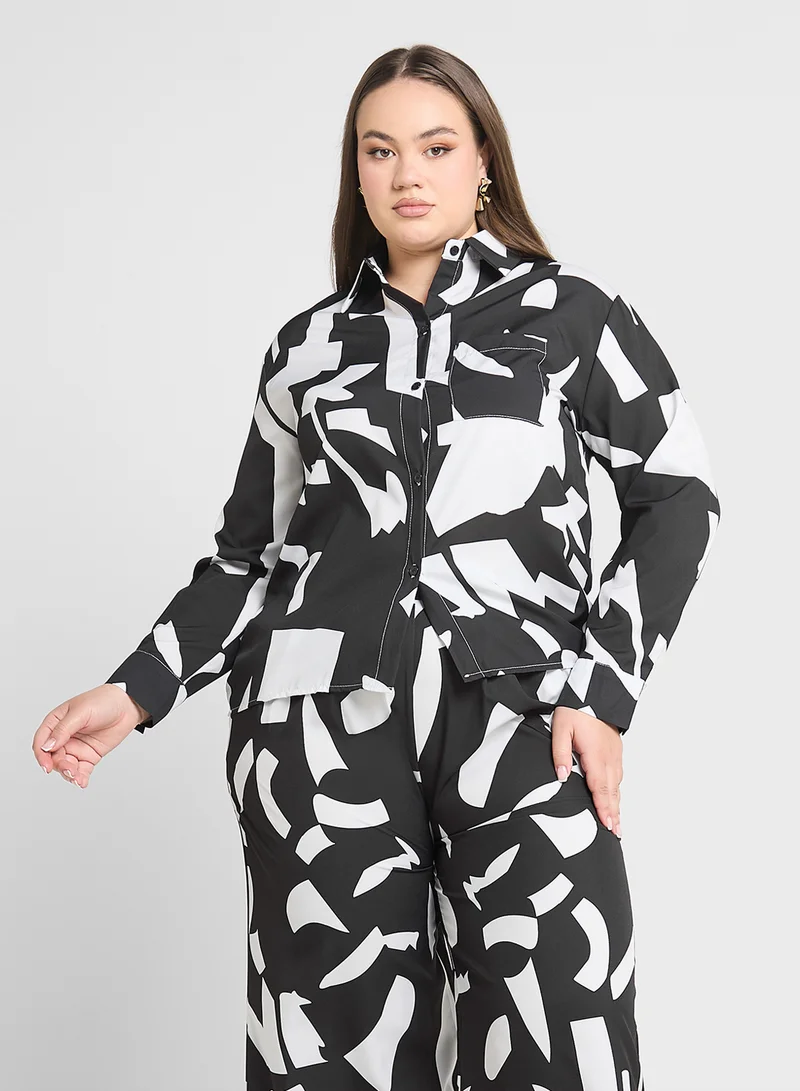 Ginger Plus Monochrome Relaxed Fit Shirt & Pant Cooord Set