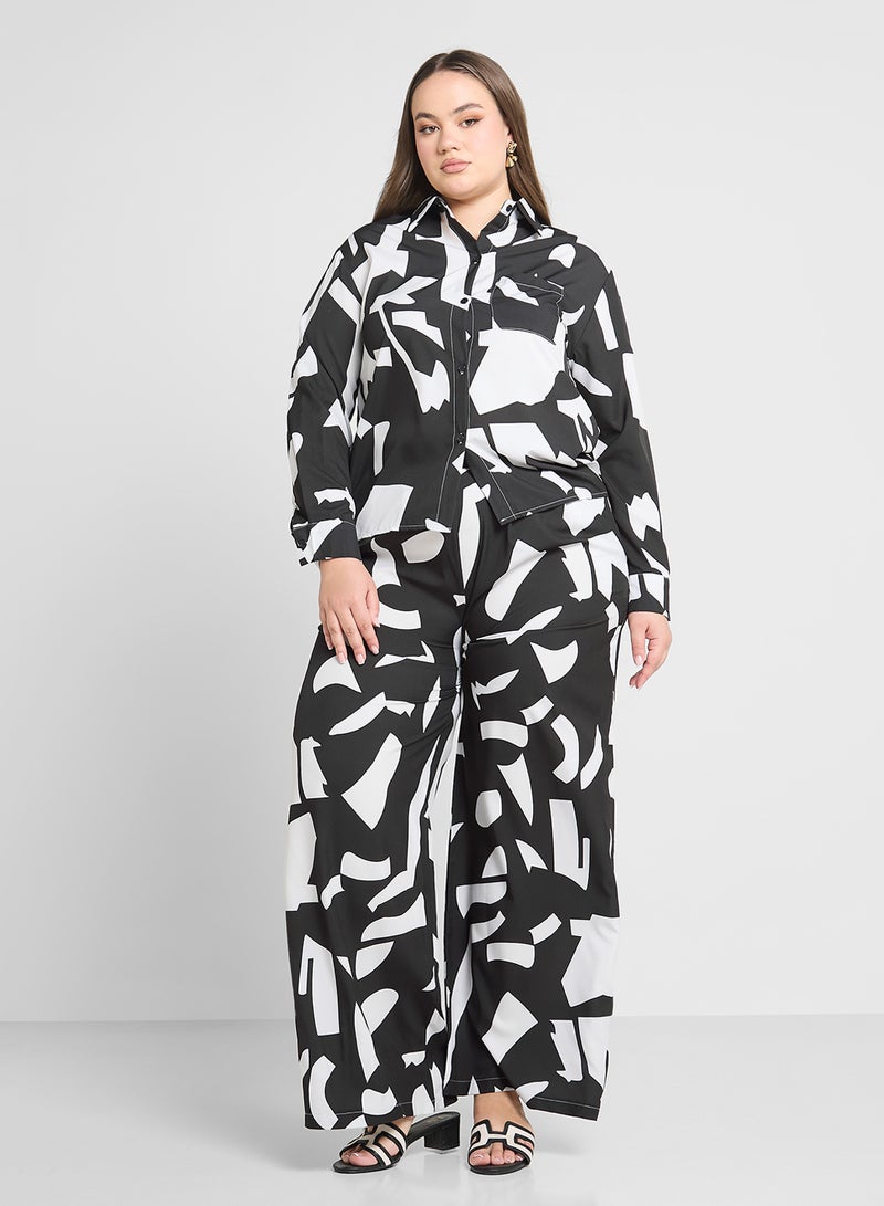Ginger Plus Monochrome Relaxed Fit Shirt & Pant Cooord Set - Image 1