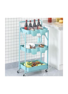 KASTWAVE Hanging Cup Holder Rolling Cart Accessories, Multipurpose Trolley Basket Storage Hanging Container, Space Saving Hanging Makeup Organizers for Kitchen Home Decor, 8pcs, Blue  - Image 3