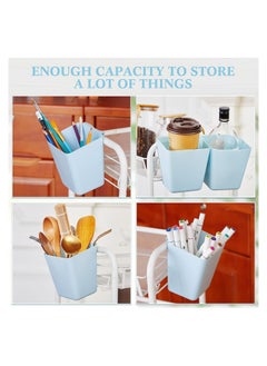 KASTWAVE Hanging Cup Holder Rolling Cart Accessories, Multipurpose Trolley Basket Storage Hanging Container, Space Saving Hanging Makeup Organizers for Kitchen Home Decor, 8pcs, Blue  - Image 5