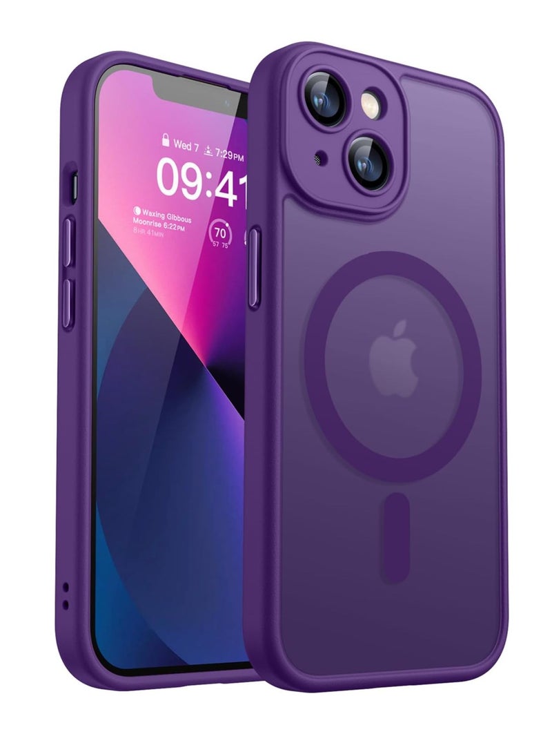 ثسؤشسث غطاء مغناطيسي لهاتف آيفون 13 (6.1 بوصة) متوافق مع MagSafe [حماية كاملة للكاميرا]، غطاء حماية غير لامع شفاف غير لامع مقاوم للصدمات، بنفسجي - Image 1