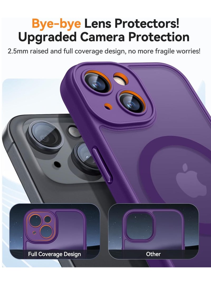ثسؤشسث غطاء مغناطيسي لهاتف آيفون 13 (6.1 بوصة) متوافق مع MagSafe [حماية كاملة للكاميرا]، غطاء حماية غير لامع شفاف غير لامع مقاوم للصدمات، بنفسجي - Image 3