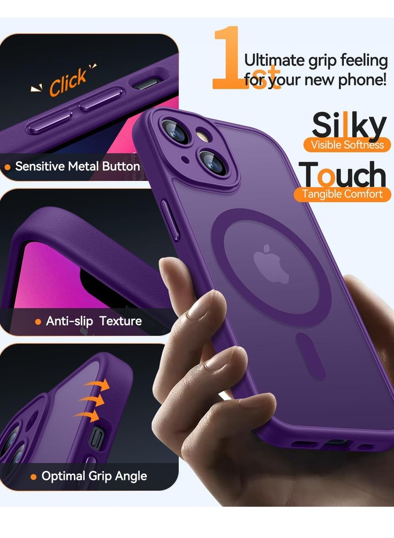 ثسؤشسث غطاء مغناطيسي لهاتف آيفون 13 (6.1 بوصة) متوافق مع MagSafe [حماية كاملة للكاميرا]، غطاء حماية غير لامع شفاف غير لامع مقاوم للصدمات، بنفسجي - Image 5