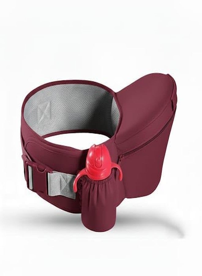 hierax Baby Carrier Bag with Hip Seat, Ergonomic Design with Breathable Mesh Panels, Multiple Carrying Positions, (Maroon) - Image 4