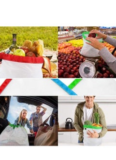 Y&D Reusable Mesh Produce Bags Washable Eco-Friendly for Grocery Shopping Storage Fruit Vegetable Toys Large, Medium Small 12pcs  - Image 2