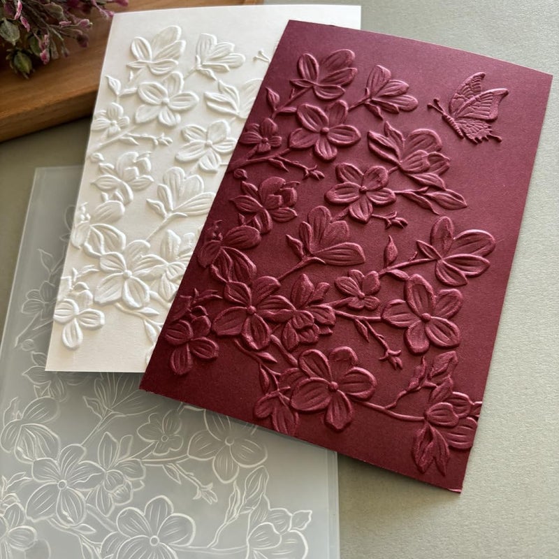 Arbuya 3D Plastic Embossing Folders for Card Making 3 d Flowers Butterfly Texture Embossing Folder for Scrapbooking Paper Crafting Home Decoration - Image 2