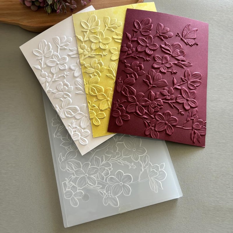 Arbuya 3D Plastic Embossing Folders for Card Making 3 d Flowers Butterfly Texture Embossing Folder for Scrapbooking Paper Crafting Home Decoration - Image 3