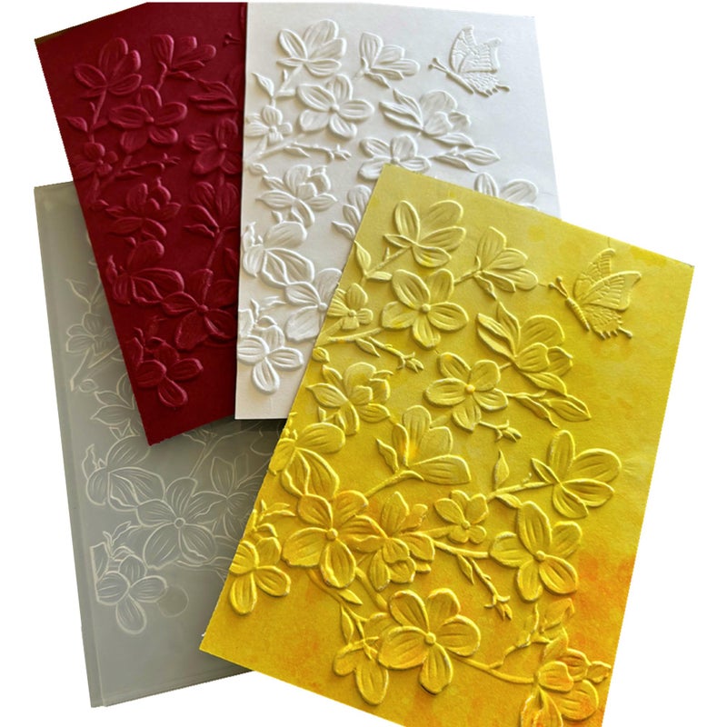 Arbuya 3D Plastic Embossing Folders for Card Making 3 d Flowers Butterfly Texture Embossing Folder for Scrapbooking Paper Crafting Home Decoration - Image 1