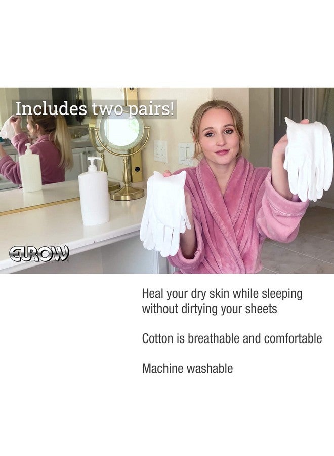 Eurow قفازات تجميلية مرطبة من قطن يوروب بيضاء - عبوة 2 - Image 5