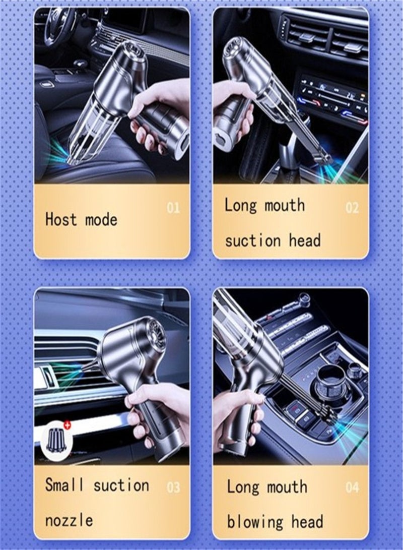 Portable Car Dual-use Cordless Vacuum Cleaner, Home Multi-function 19000pa Strong Suction Handheld Blowers (120W 35500Rpm USB Rechargeable) - Image 3