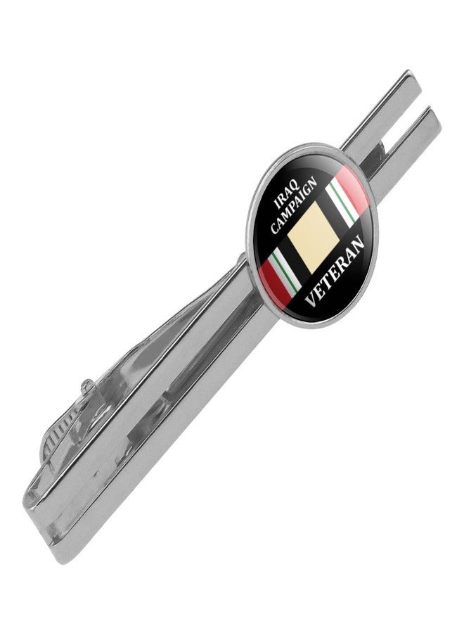 GRAPHICS & MORE Marines Iraq Campaign Veteran Ribbon Round Tie Bar Clip Clasp Tack Silver - Image 1