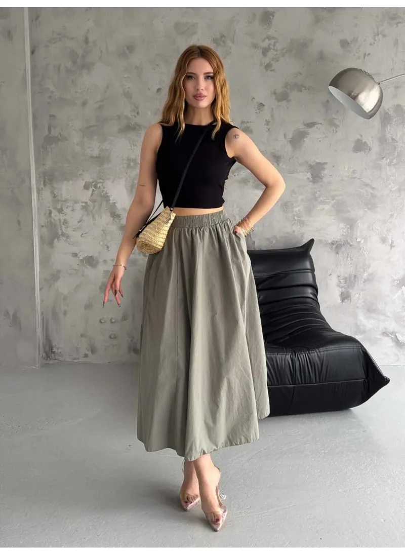 Işılda Fashion Women's Clothing Parachute Fabric Long Skirt